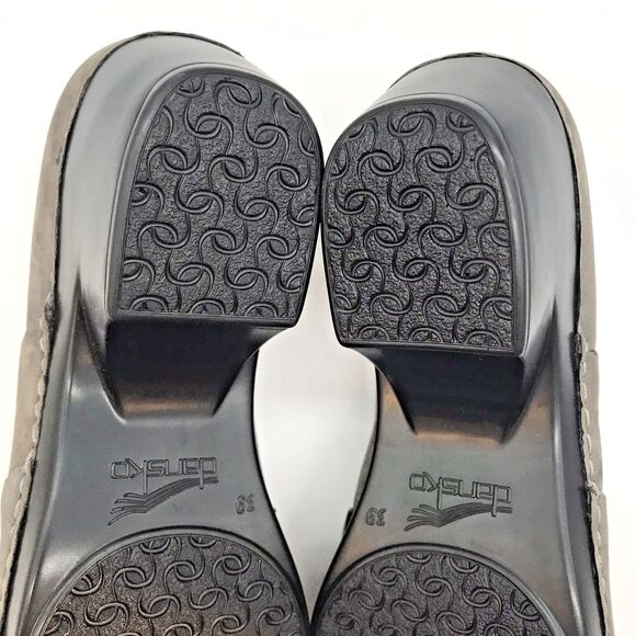 Dansko Tenley Gray Belted Slip-On Heels Women's 39 Nappa Leather Comfort Shoes - Picture 10 of 12